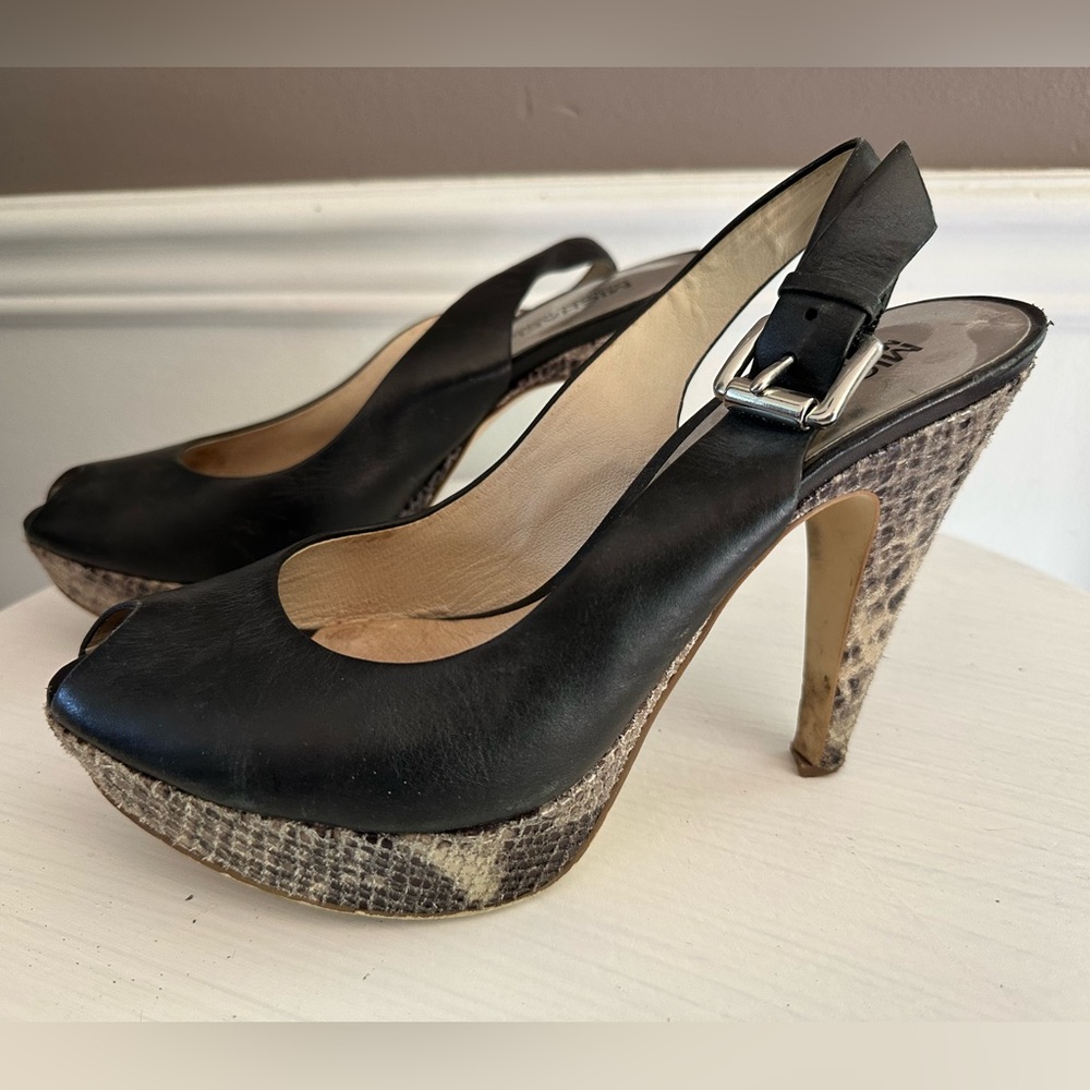 Michael Kors snakeskin heel peep toe